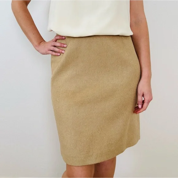 Talbots camel hair Tailored Pencil skirt made in Italy Tan - Picture 2 of 11